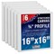 16 x 16 inch Stretched Canvas 12-Ounce Triple Primed, 6-Pack - Professional Artist Quality White Blank 3/4" Profile, 100% Cotton, Heavy-Weight Gesso